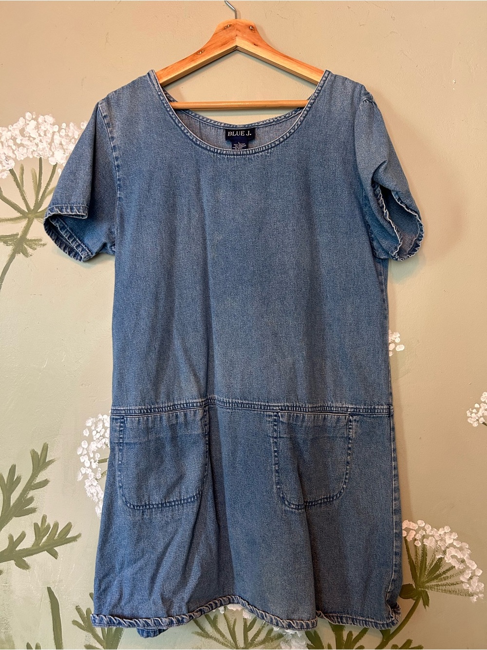 Denim Mini Dress in Medium Blue